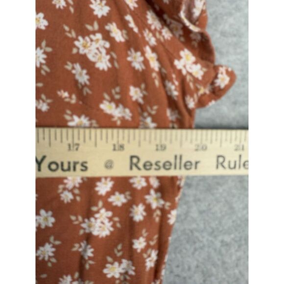 Abercrombie & Fitch Dress Womens Large Orange Floral Garden Party Midi Buttons - Picture 8 of 11